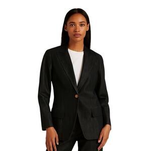 Brooks Brothers Linen Blazer Denim Blue Size 12 Preppy Nautical Logo Chic jacket